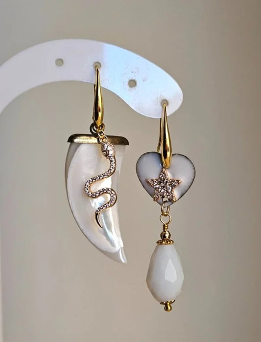 Orecchini corno e snake strass