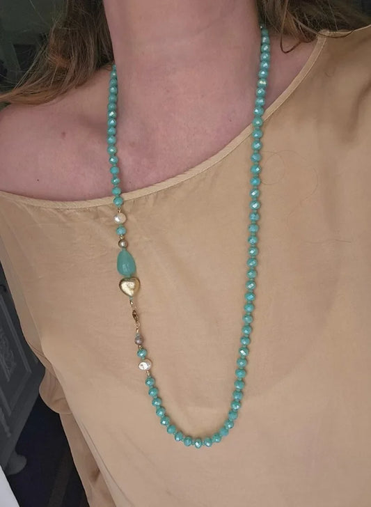 Collana cuore verde mare