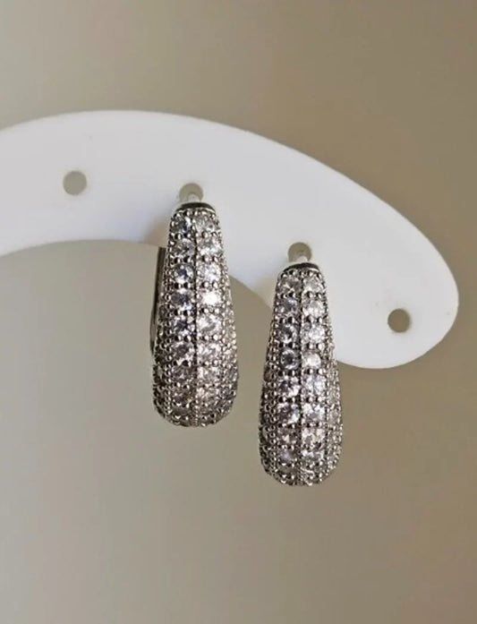 Orecchini fascia strass a goccia - argento