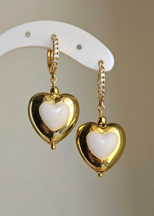 Orecchini cuori e bianco