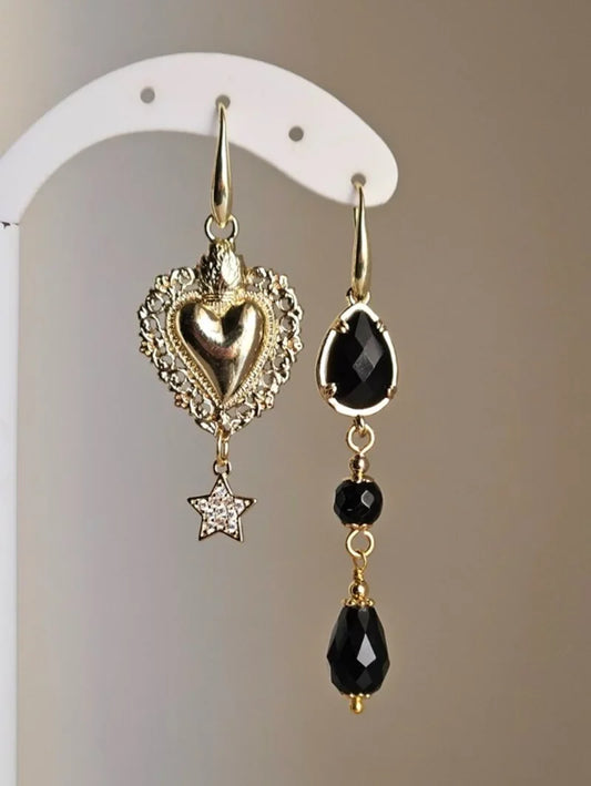 Orecchini cuore sacro e nero