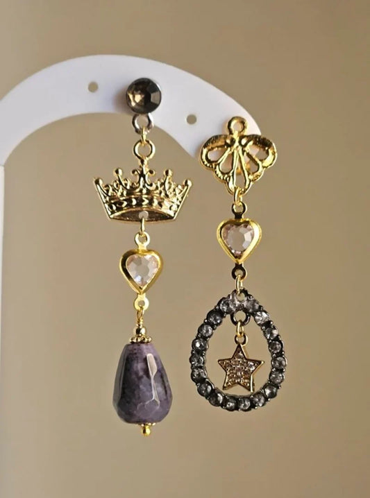 Orecchini cuori corona e fumo