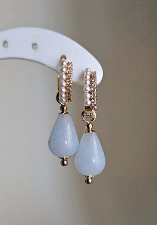 Orecchini perline strass e azzurro