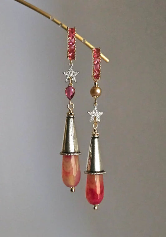 Orecchini rubino e strass