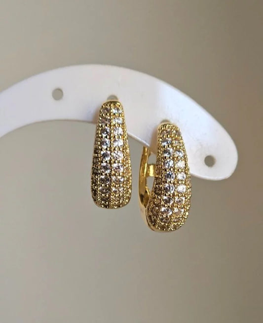 Orecchini fascia strass a goccia - oro