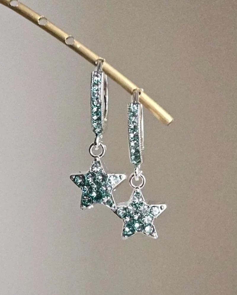 Orecchini stelline strass verde smeraldo