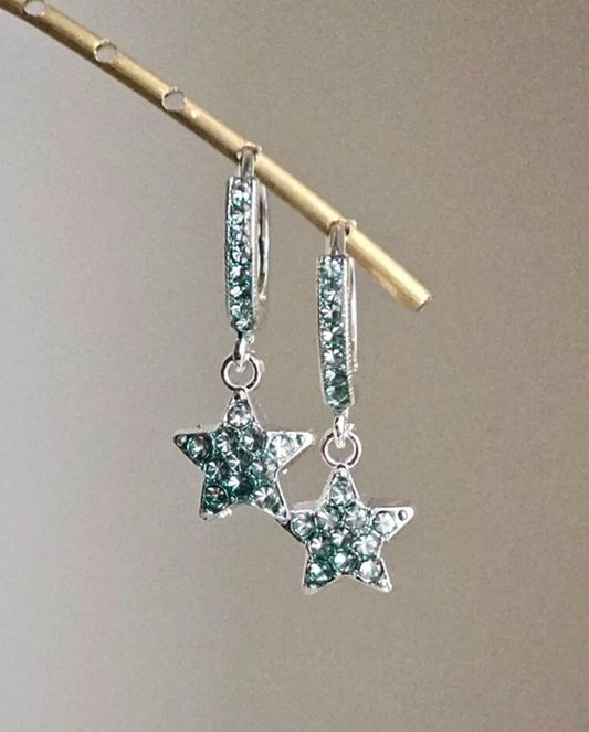 Orecchini stelline strass verde smeraldo