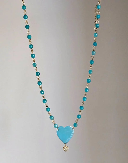 Girocollo cuore a cuore - turchese