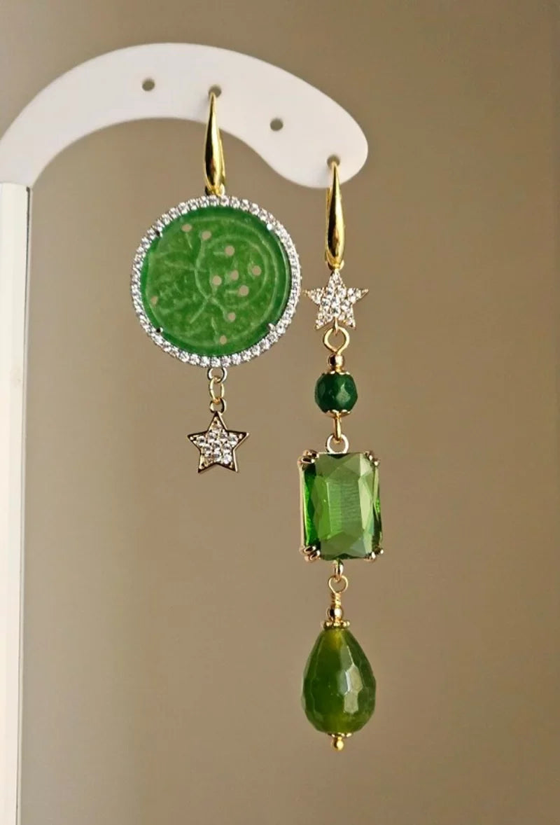 Orecchini giada e strass