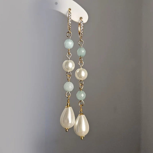 Orecchini cerchietto strass con perle e pietre colorate